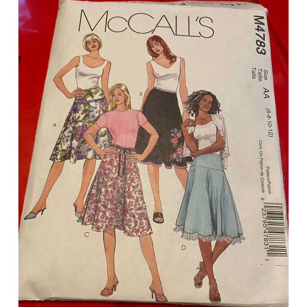 McCall's M4783 Flared Skirts w Close-Fitting Yoke Sz 6-12 Sewing Pattern